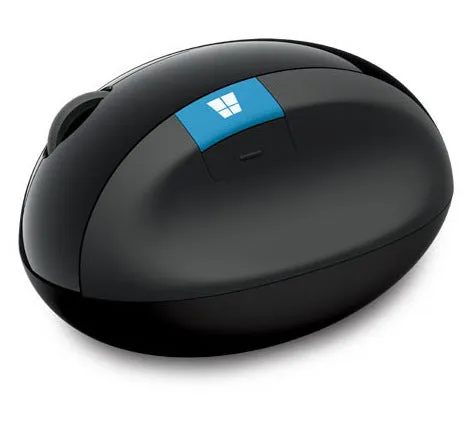 Microsoft wireless ergonomic mouse black colour with 1000 DPI optical sensor, 2.4GHz USB receiver, normal size 100-120mm