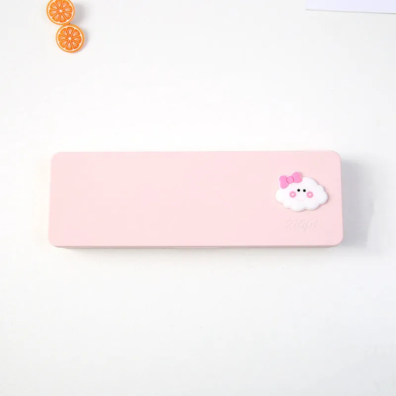 PVC candy colour cartoon pencil case in bright colour, waterproof and dirt resistant, simple design on plain background
