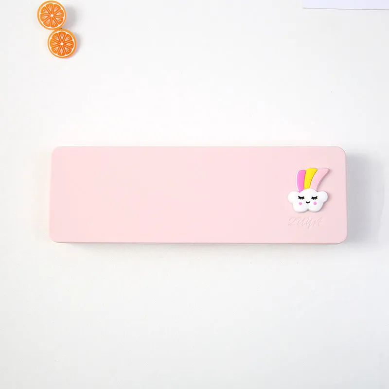 PVC candy colour cartoon pencil case in bright colour, waterproof and dirt resistant, simple design on plain background