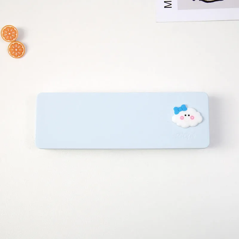 PVC candy colour cartoon pencil case in bright colour, waterproof and dirt resistant, simple design on plain background
