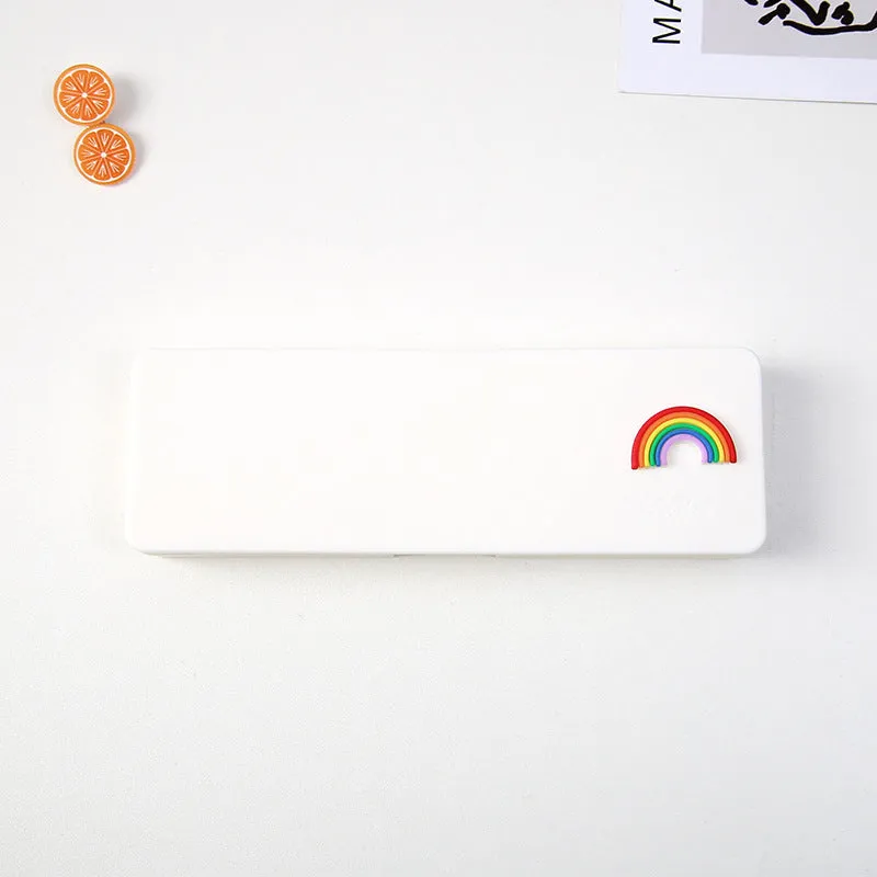 PVC candy colour cartoon pencil case in bright colour, waterproof and dirt resistant, simple design on plain background