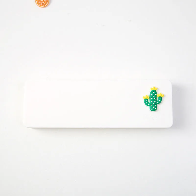 PVC candy colour cartoon pencil case in bright colour, waterproof and dirt resistant, simple design on plain background