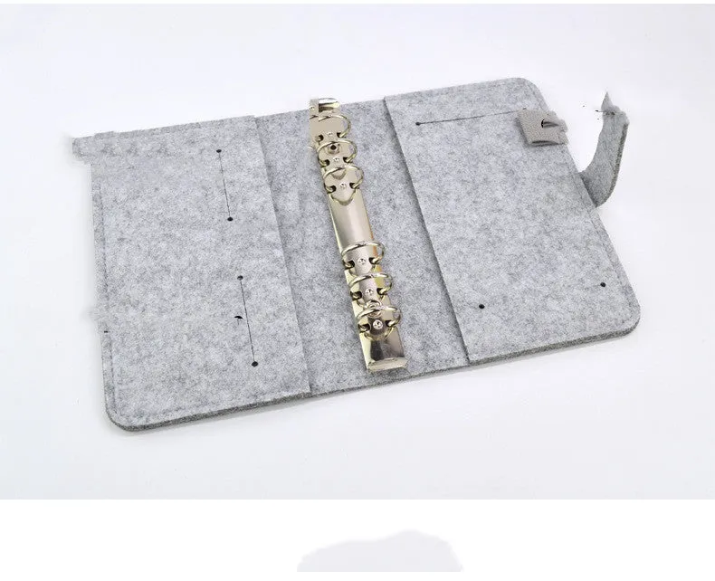 Felt-covered loose-leaf diary in dark grey with Daolin paper pages, A5 size