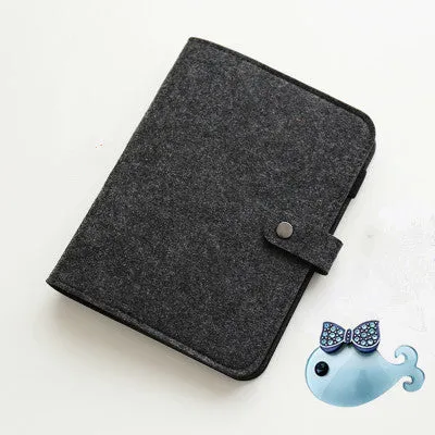 Felt-covered loose-leaf diary in dark grey with Daolin paper pages, A5 size