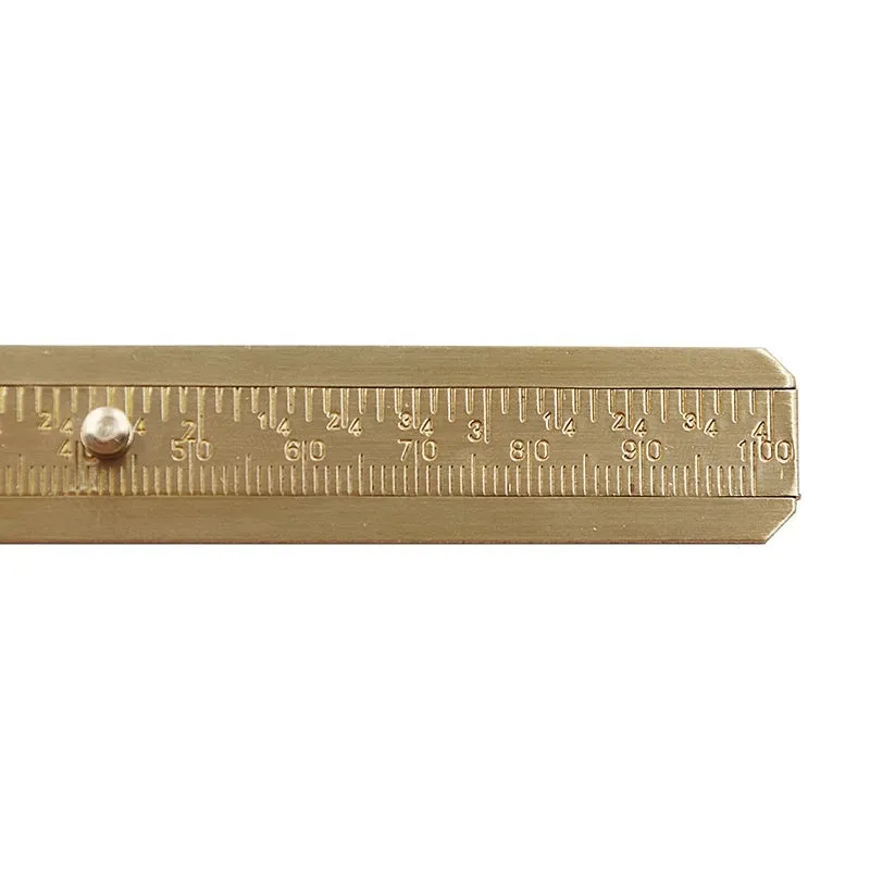 Double scale mini copper caliper 100mm brass vernier caliper with metric and imperial scales on white background