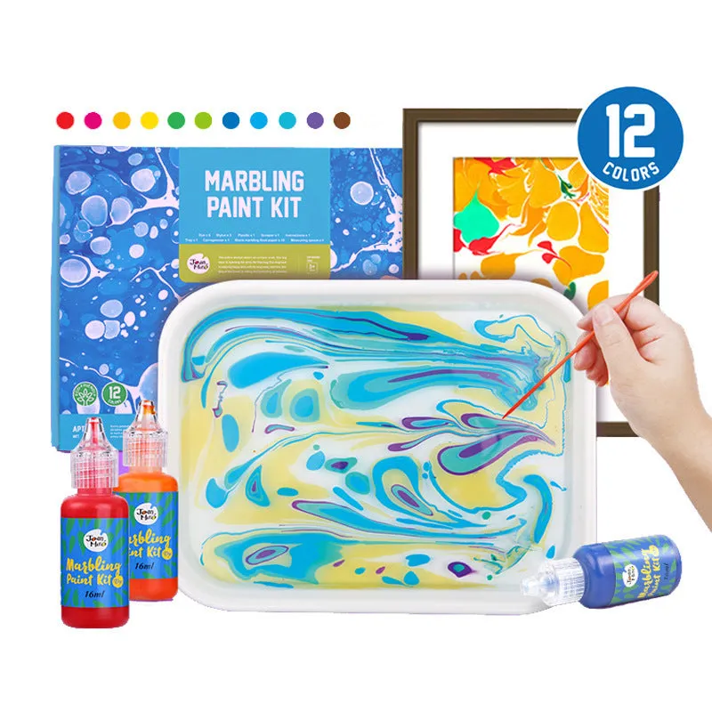 Gouache water painting set with 12 colour pots and paper sheets