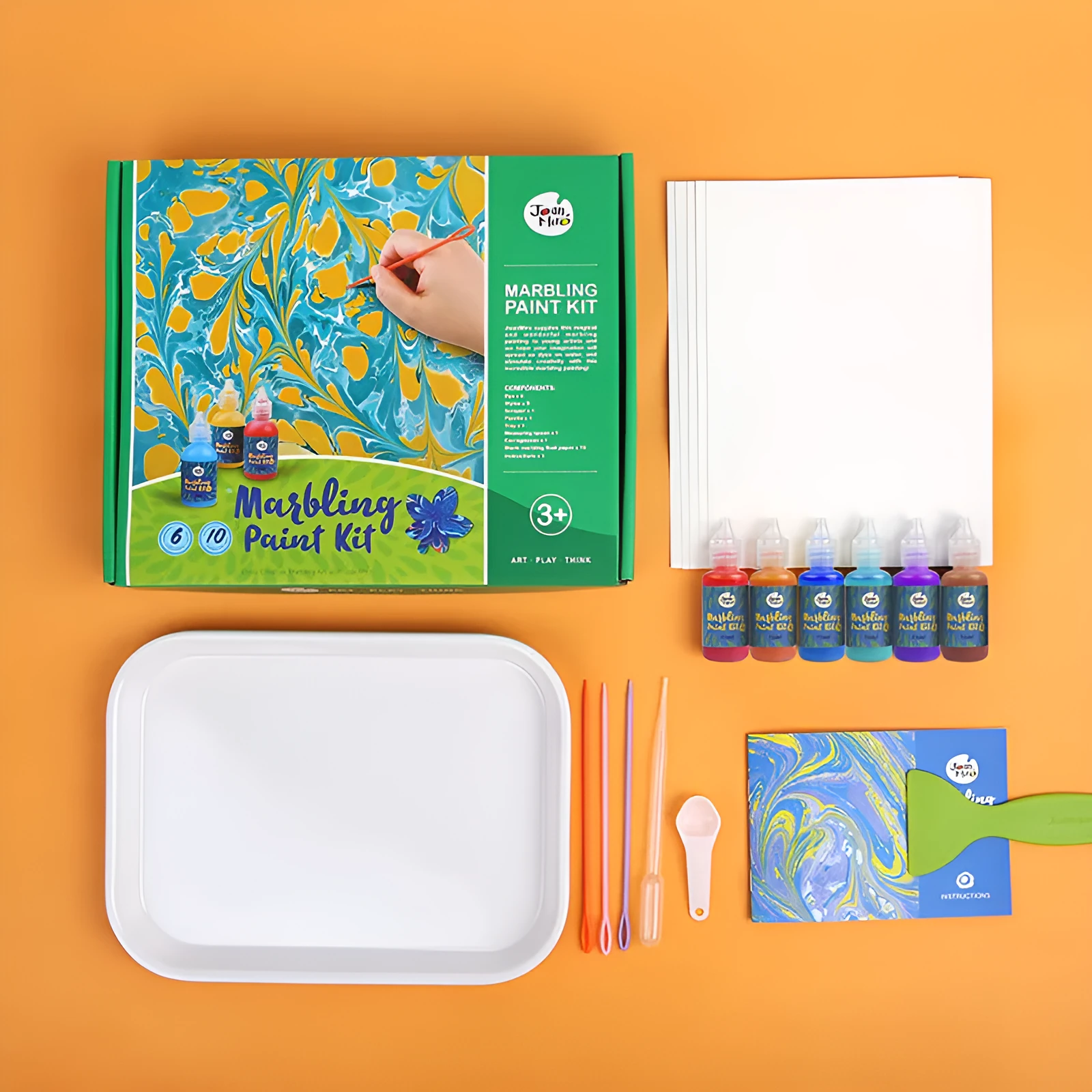Gouache water painting set with 12 colour pots and paper sheets
