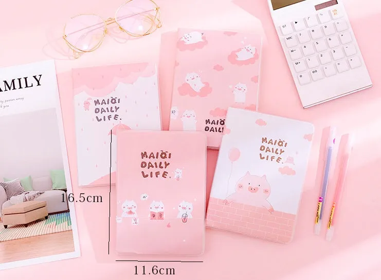 Cherry blossom PU cover button notebook in compact 11cm by 15cm size