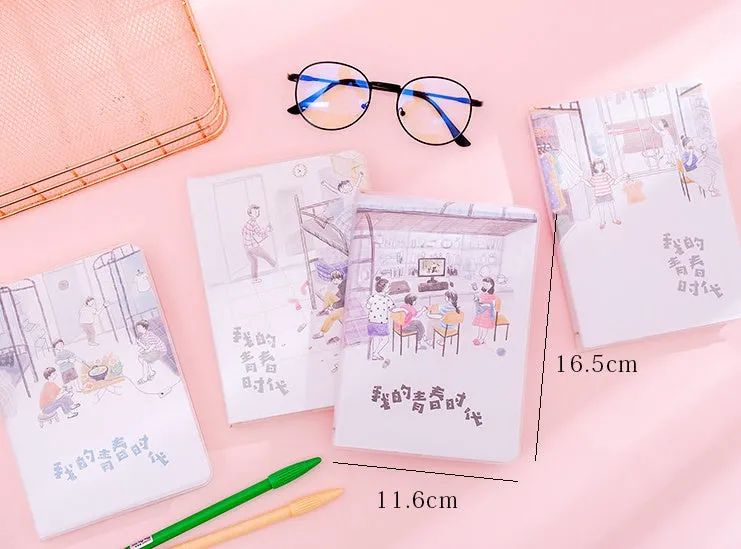 Cherry blossom PU cover button notebook in compact 11cm by 15cm size