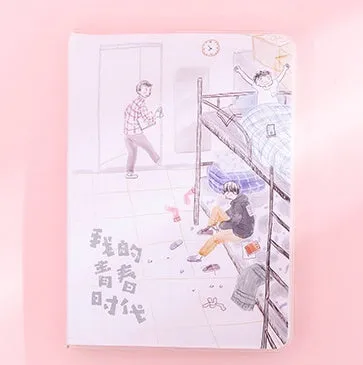 Cherry blossom PU cover button notebook in compact 11cm by 15cm size