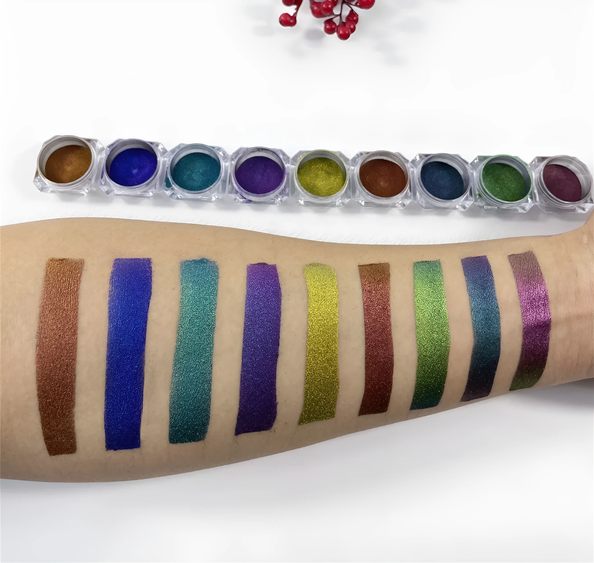 Chameleon pigment cosmetic nail art pearl powder set with multiple colour options for pearlescent finish