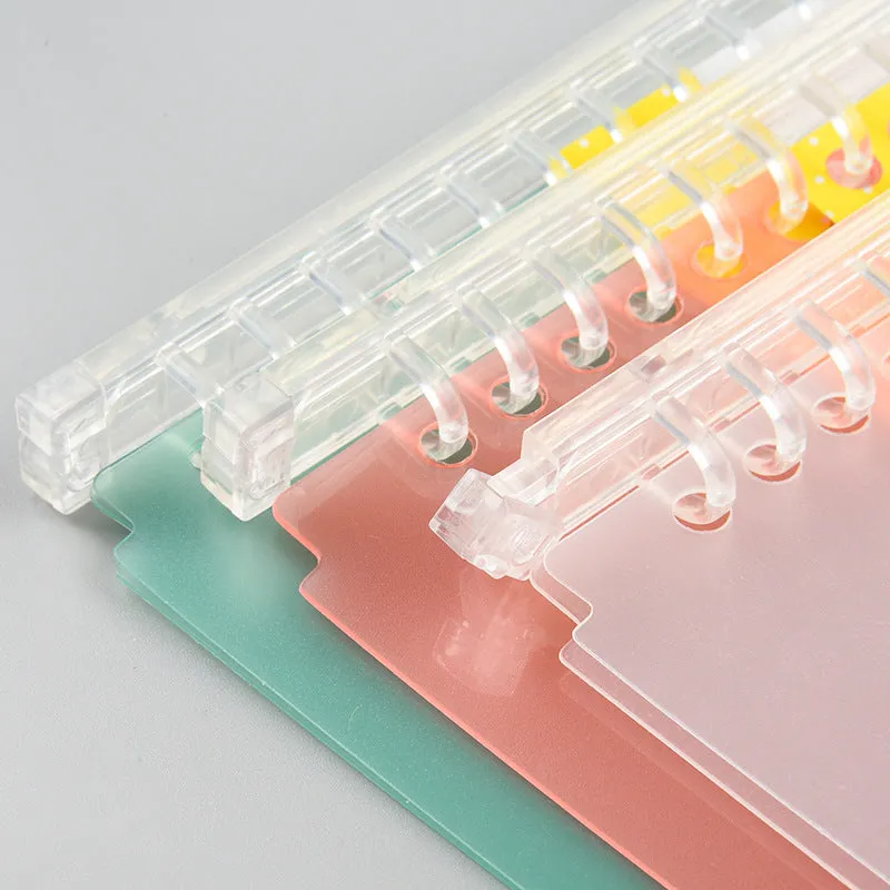 Plastic flipbook cover clip in frosted transparent finish for A5 paper