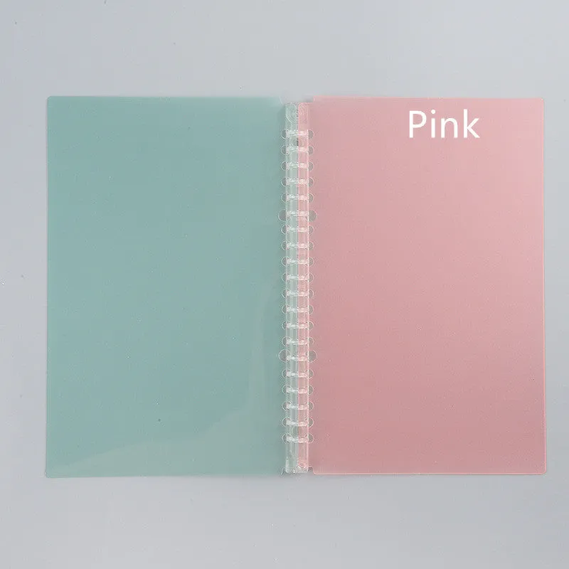 Plastic flipbook cover clip in frosted transparent finish for A5 paper