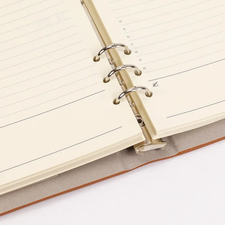 A5 white loose-leaf notebook inner pages with monthly plan layout on paper