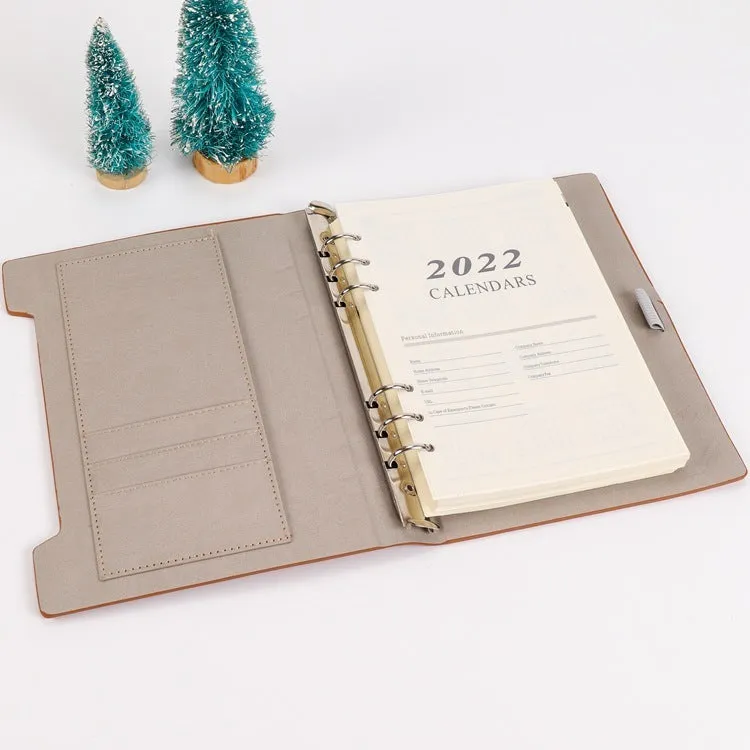 A5 white loose-leaf notebook inner pages with monthly plan layout on paper