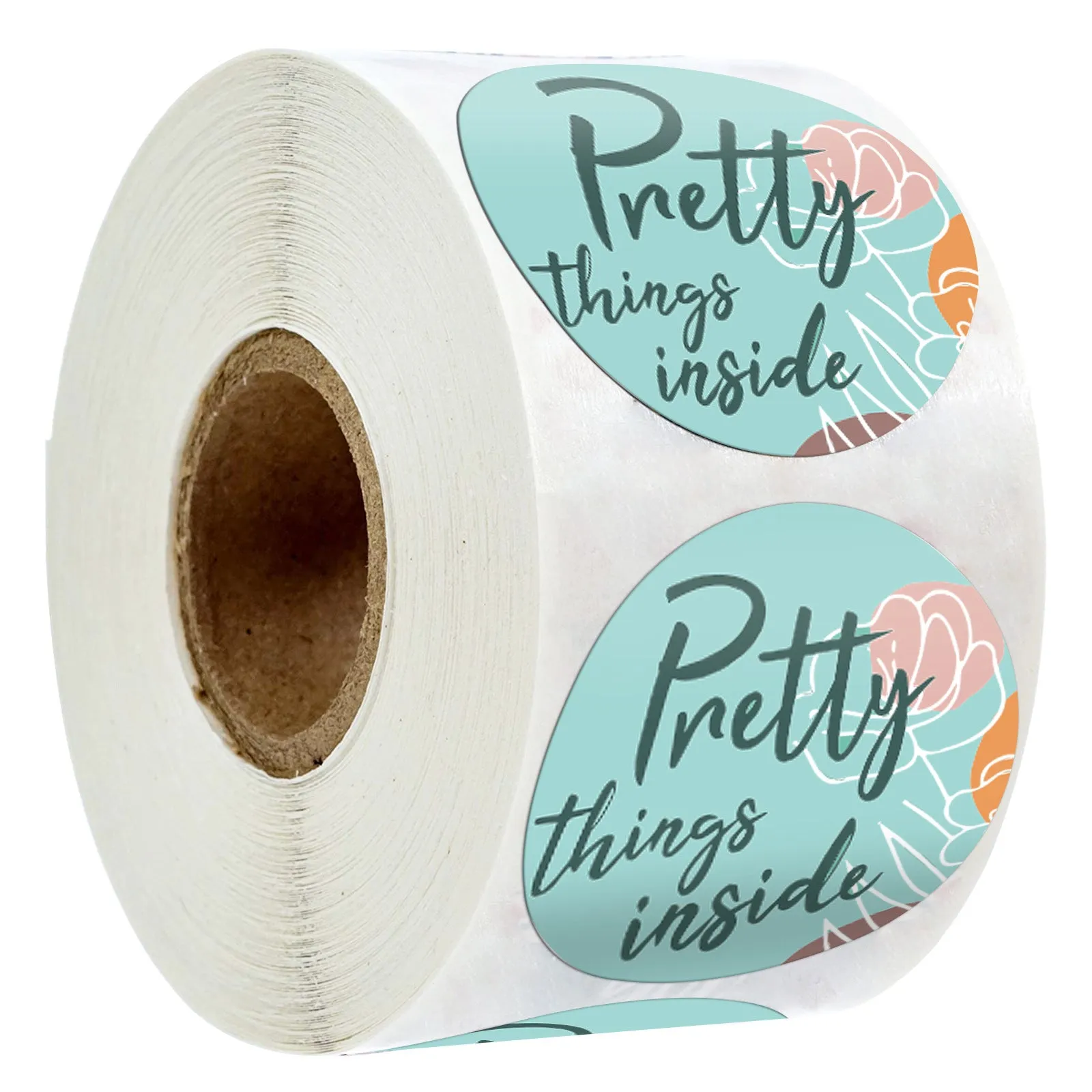 Round kraft paper sticker labels in two sizes on a roll, holiday decoration gift series with styles A B C D