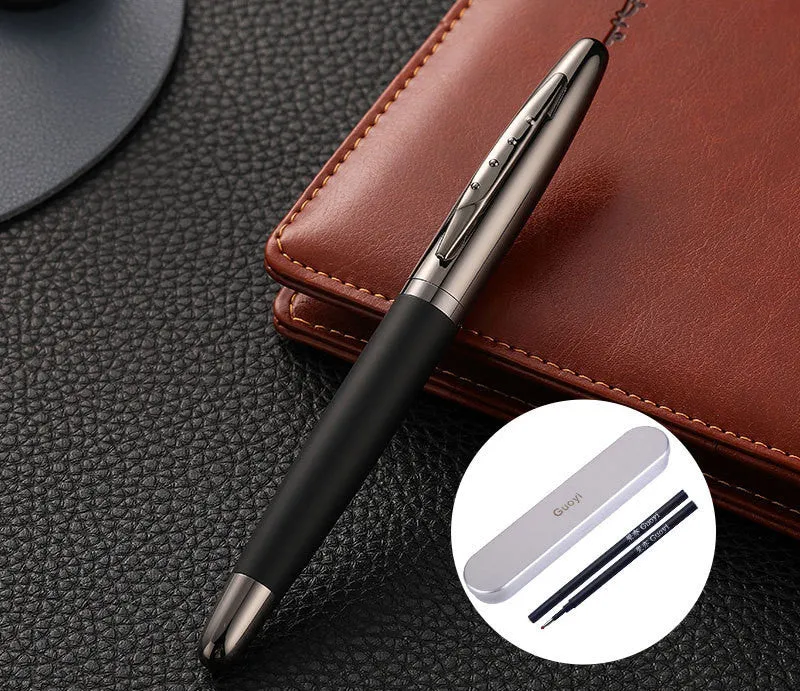 Heavy Hand Signature Pen Metal Jewel Pen Business Simple Anti Slip Custom Neutral Signature Lettering Pen for Office Writing Blue Refill Durable Construction