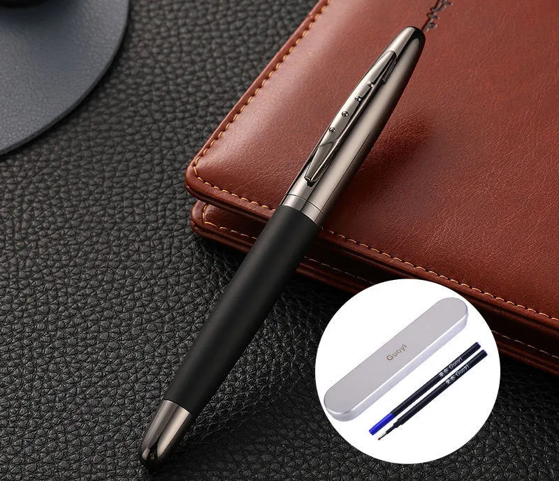 Heavy Hand Signature Pen Metal Jewel Pen Business Simple Anti Slip Custom Neutral Signature Lettering Pen for Office Writing Blue Refill Durable Construction
