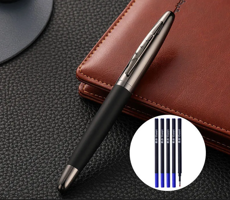 Heavy Hand Signature Pen Metal Jewel Pen Business Simple Anti Slip Custom Neutral Signature Lettering Pen for Office Writing Blue Refill Durable Construction