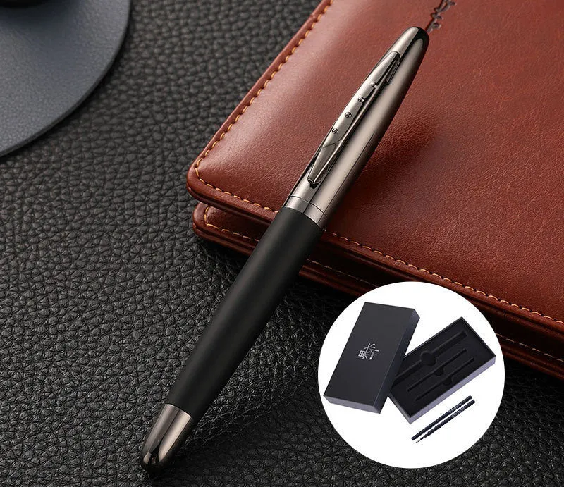 Heavy Hand Signature Pen Metal Jewel Pen Business Simple Anti Slip Custom Neutral Signature Lettering Pen for Office Writing Blue Refill Durable Construction