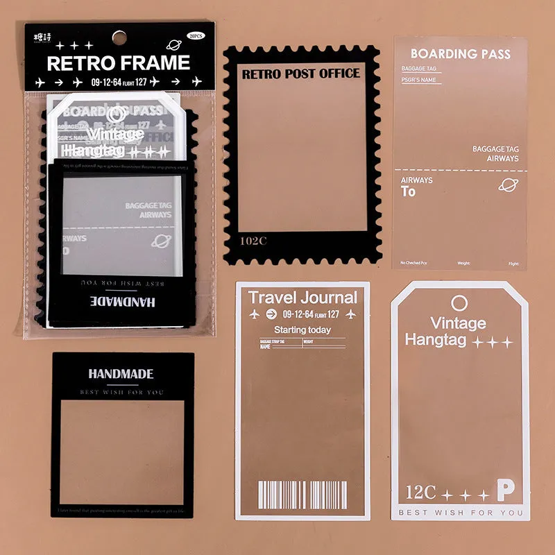15 sheets of retro frame decorative stickers with transparent backing for journals
