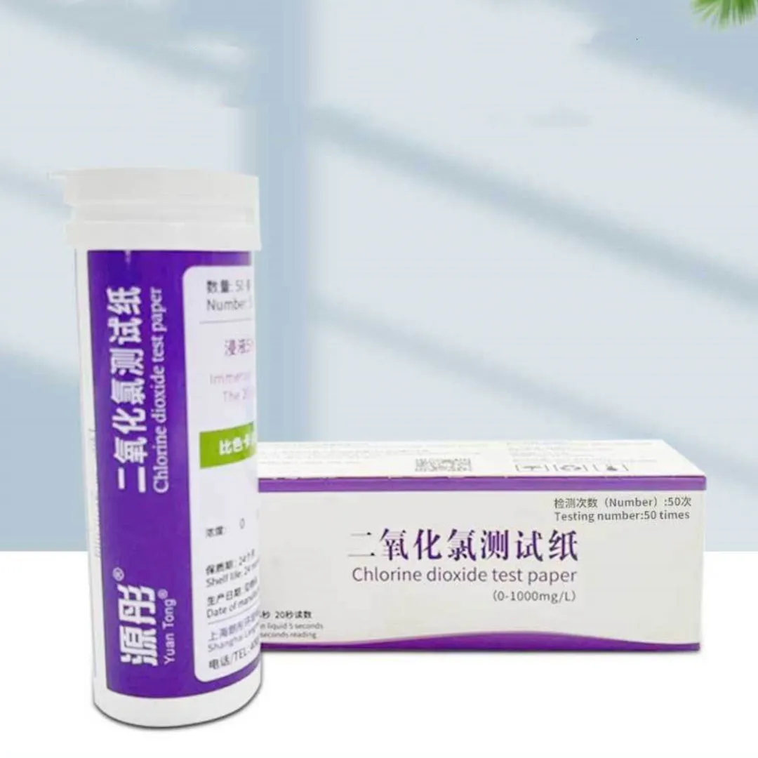 Chlorine dioxide test paper bottle with 50 pieces for waste water concentration detection