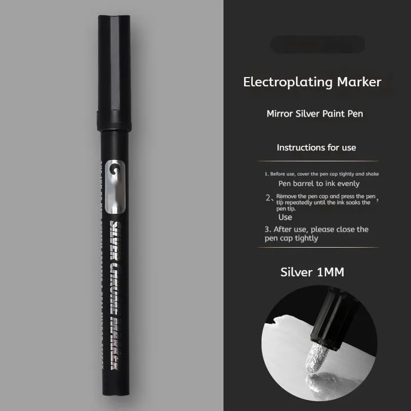 Black waterproof mirror marker pen with plastic body for writing on glass and windows.