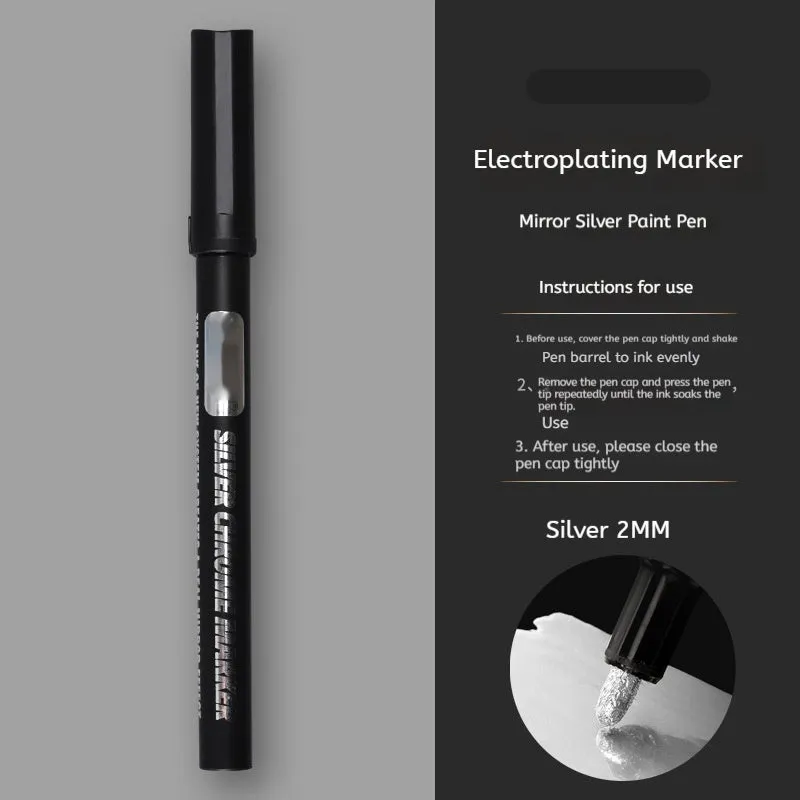 Black waterproof mirror marker pen with plastic body for writing on glass and windows.