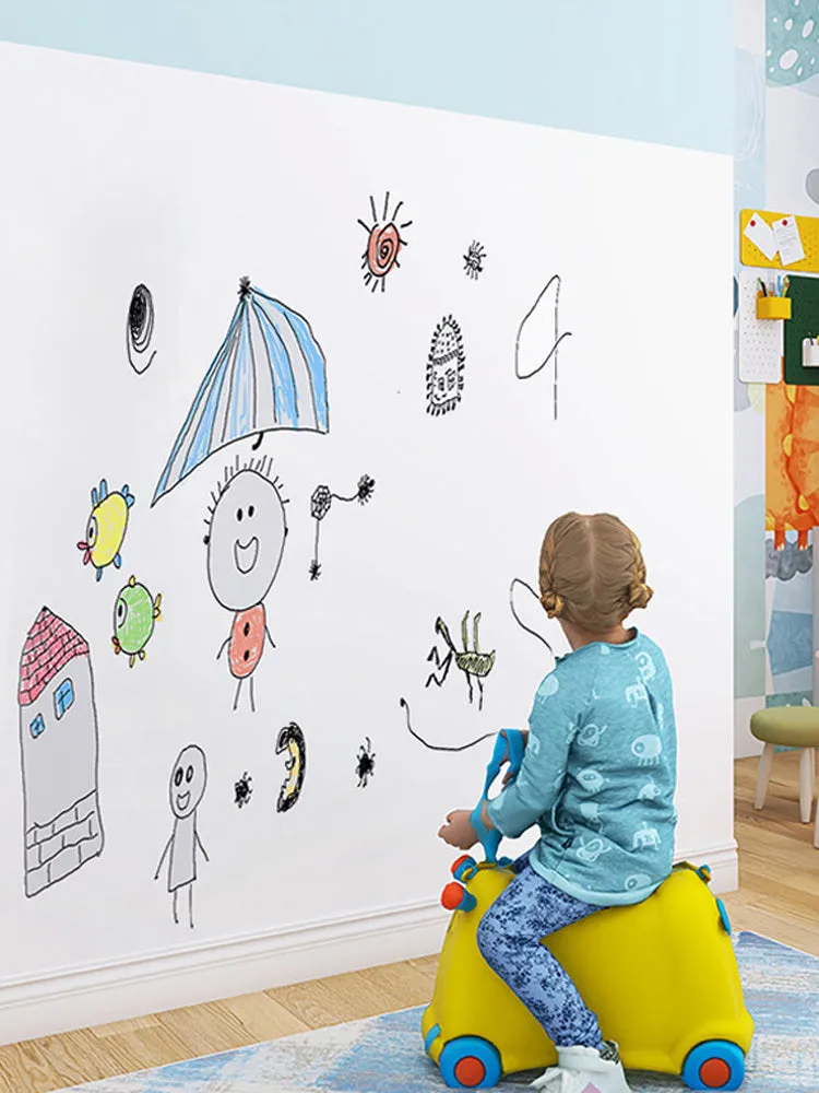 Removable electrostatic whiteboard wall sticker in solid white, PP material, size 90x200cm for children's room