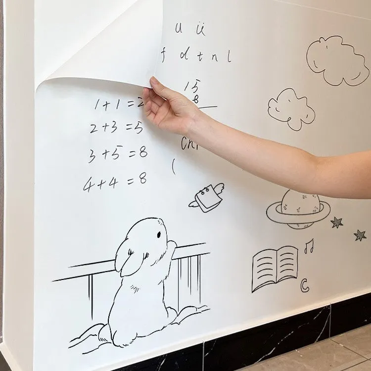 Removable electrostatic whiteboard wall sticker in solid white, PP material, size 90x200cm for children's room