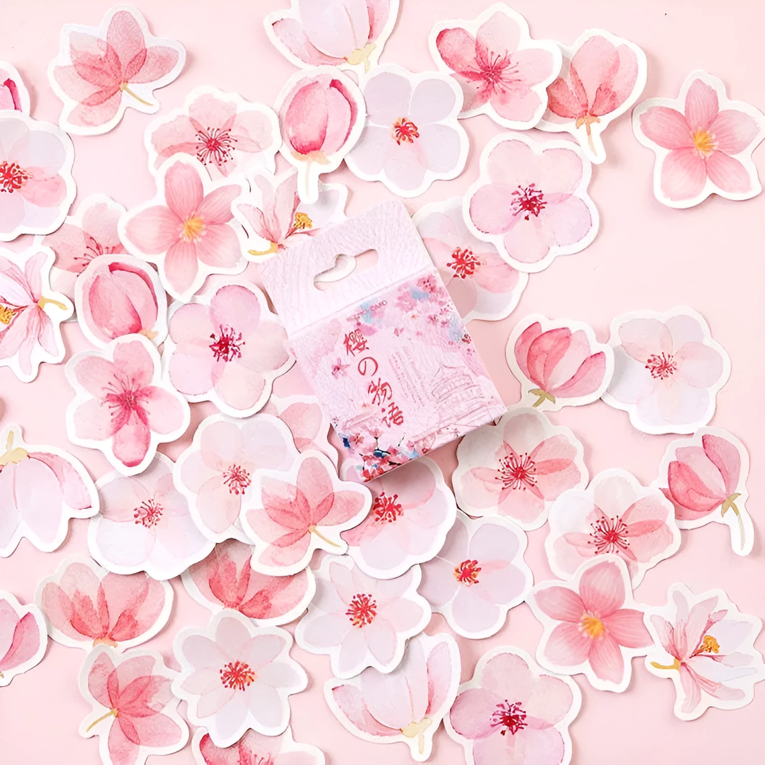 Sakura Story romantic sticker DIY material 45 sheets self-adhesive paper pink watercolor design