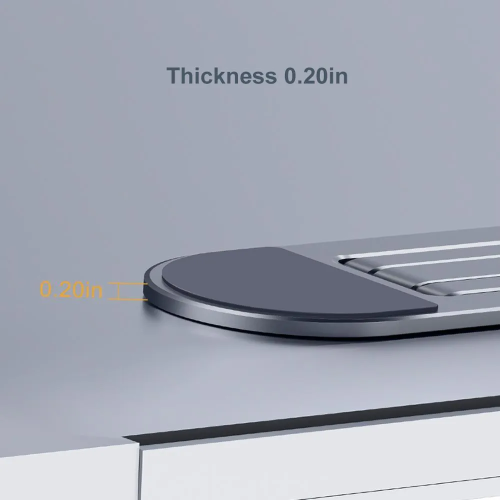Silver aluminium alloy notebook stand 216x26mm with silicone pads on desk