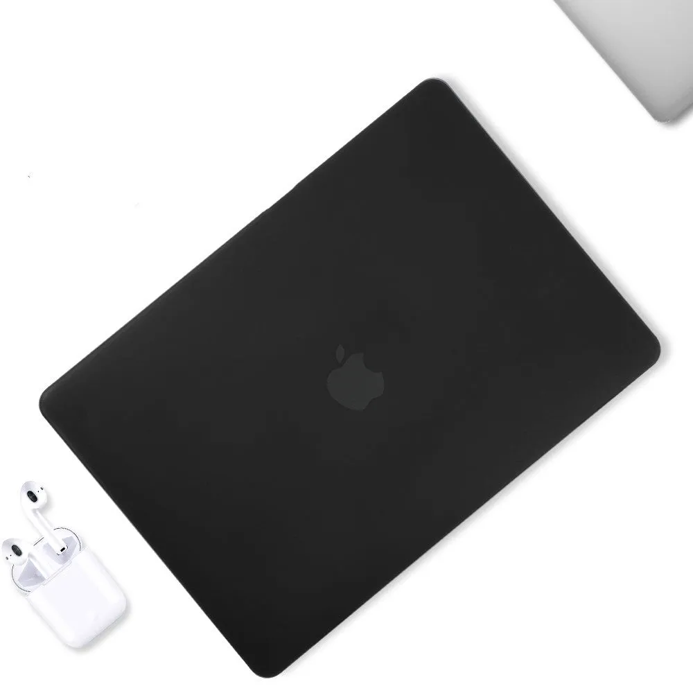 Compatible MacBook Pro protective shell with thin design, mini buckle, and keyboard film in black