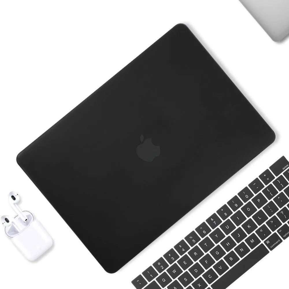 Compatible MacBook Pro protective shell with thin design, mini buckle, and keyboard film in black