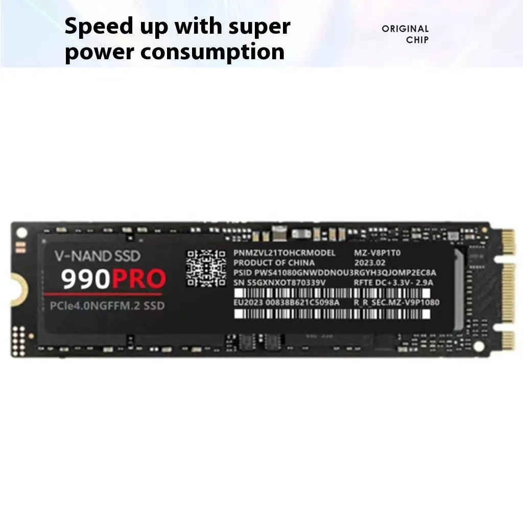 PCI-E NVMe 990pro solid state drive 2280 size 3.8mm thickness for home use
