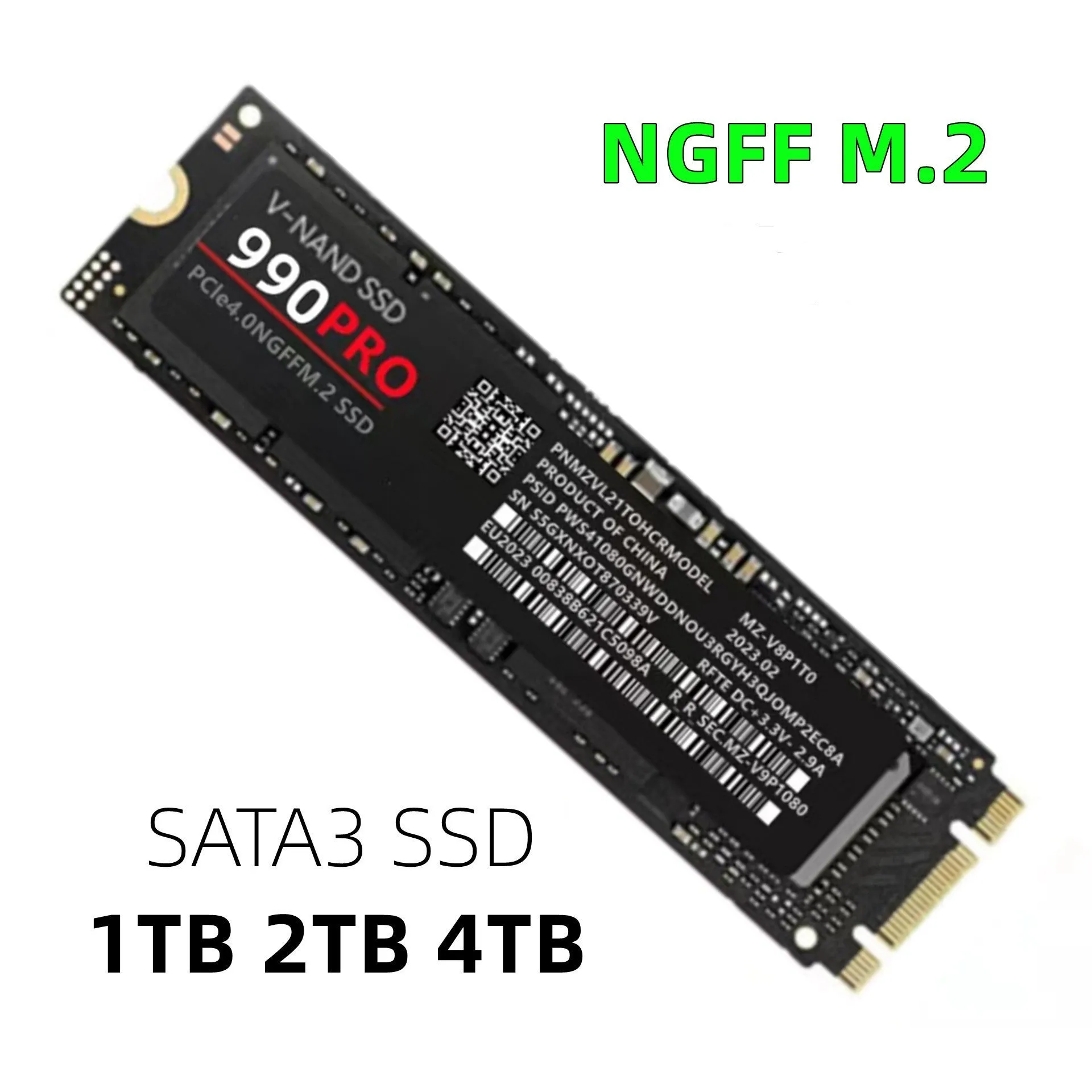 PCI-E NVMe 990pro solid state drive 2280 size 3.8mm thickness for home use