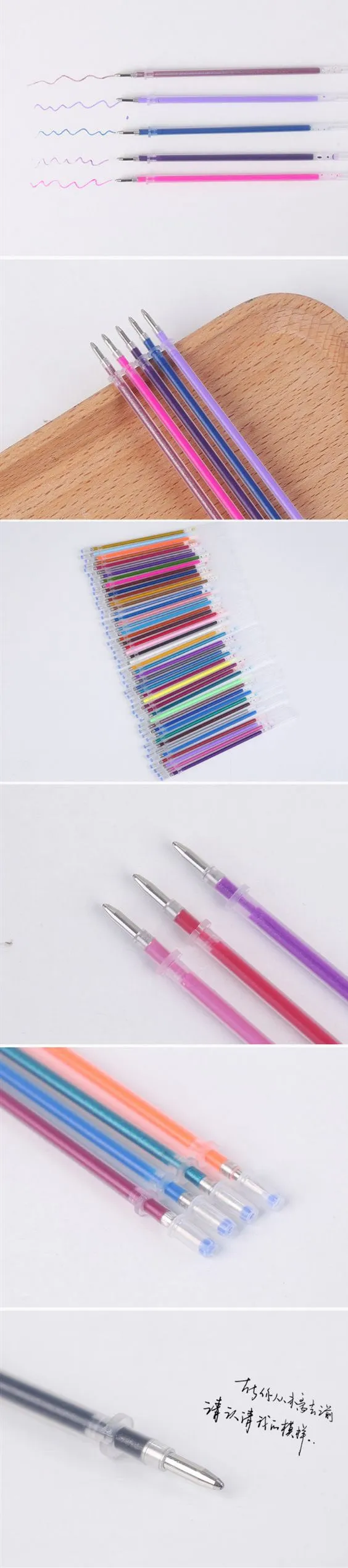 Glittering Gel 48-colour fluorescent high-gloss pen refills in plastic casing with 1.0mm tip