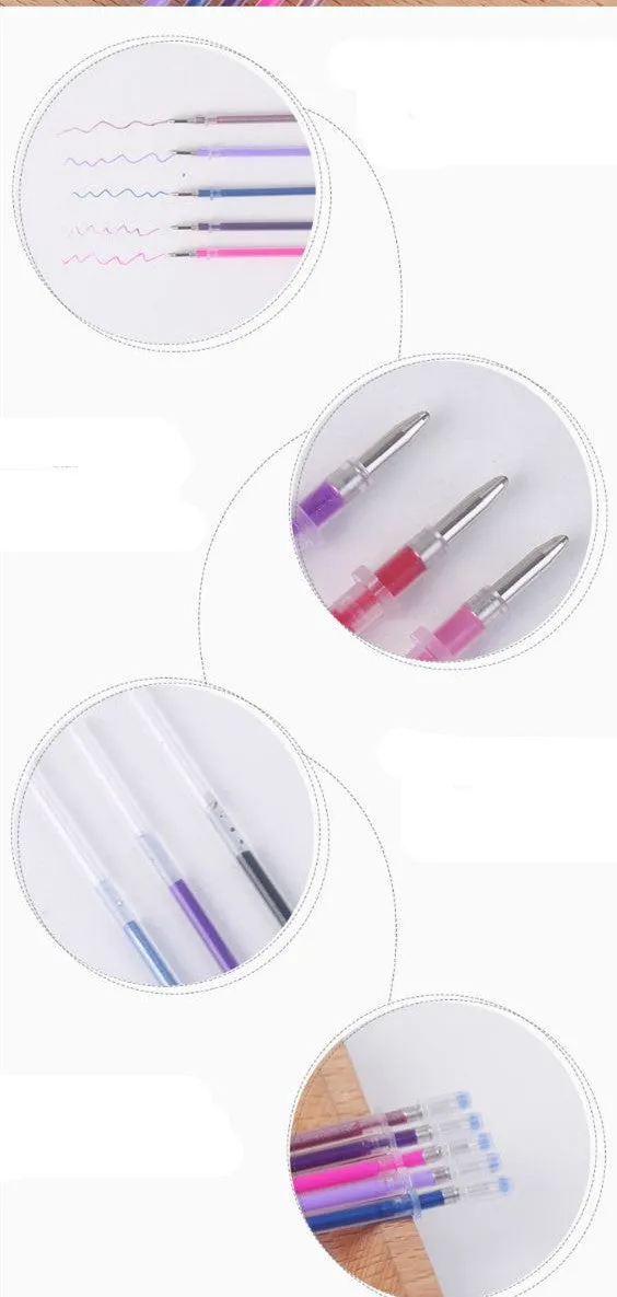 Glittering Gel 48-colour fluorescent high-gloss pen refills in plastic casing with 1.0mm tip