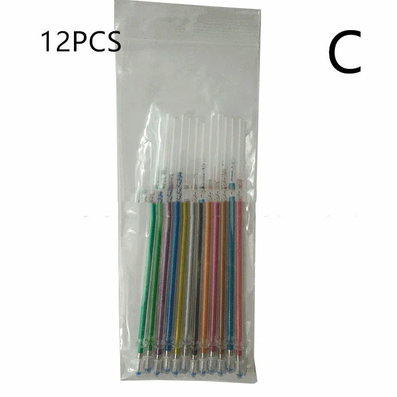 Glittering Gel 48-colour fluorescent high-gloss pen refills in plastic casing with 1.0mm tip