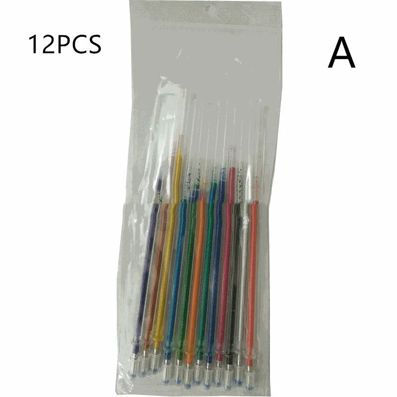 Glittering Gel 48-colour fluorescent high-gloss pen refills in plastic casing with 1.0mm tip