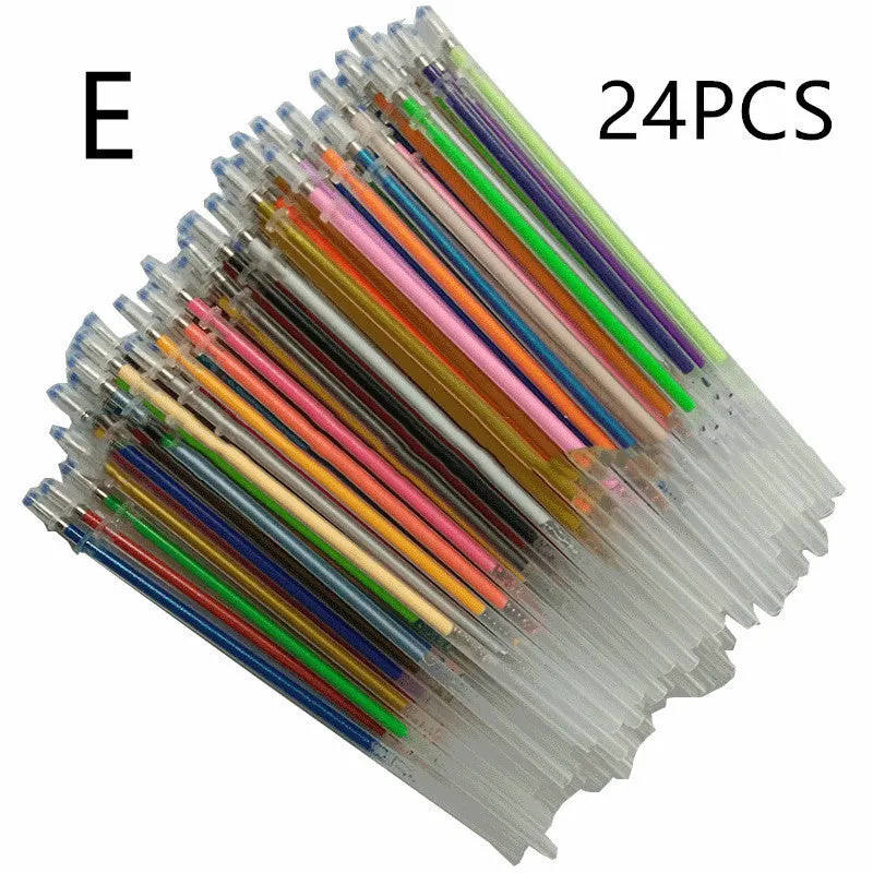 Glittering Gel 48-colour fluorescent high-gloss pen refills in plastic casing with 1.0mm tip