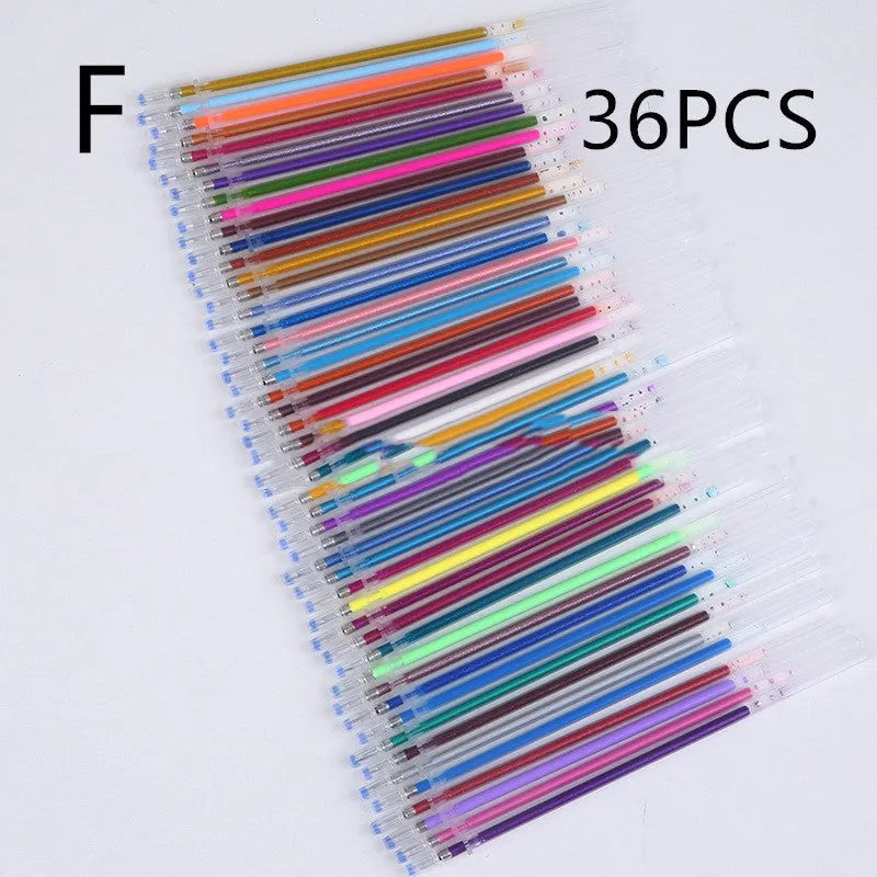 Glittering Gel 48-colour fluorescent high-gloss pen refills in plastic casing with 1.0mm tip
