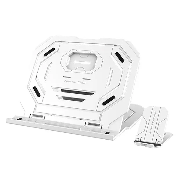 Foldable plastic notebook stand with turntable for laptops 10 to 17 inches in black finish
