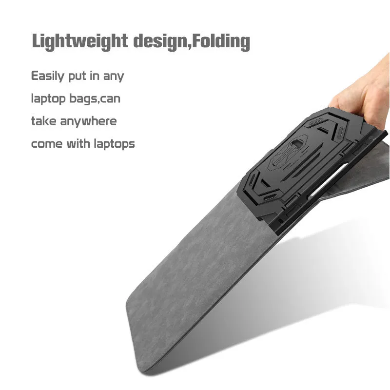 Foldable plastic notebook stand with turntable for laptops 10 to 17 inches in black finish