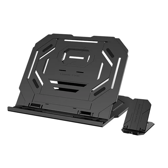 Foldable plastic notebook stand with turntable for laptops 10 to 17 inches in black finish