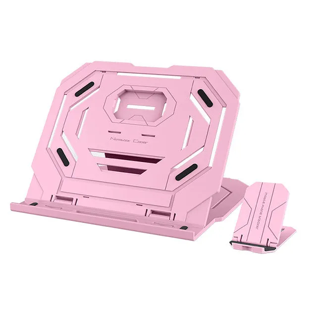 Foldable plastic notebook stand with turntable for laptops 10 to 17 inches in black finish