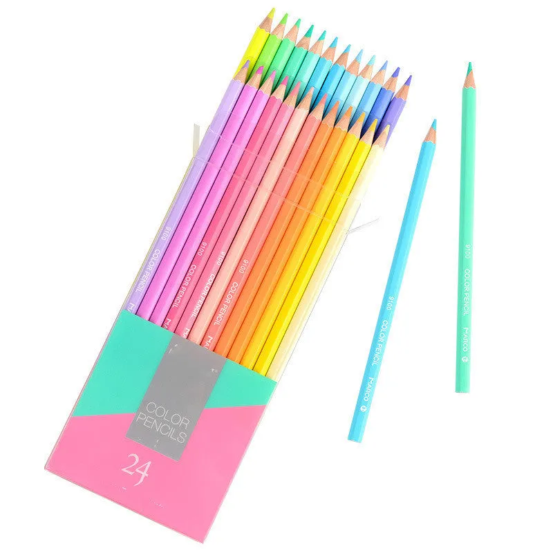 Macaron Series coloured pencils in 12 colours with plastic shell, Marco 9100, 2B lead grade