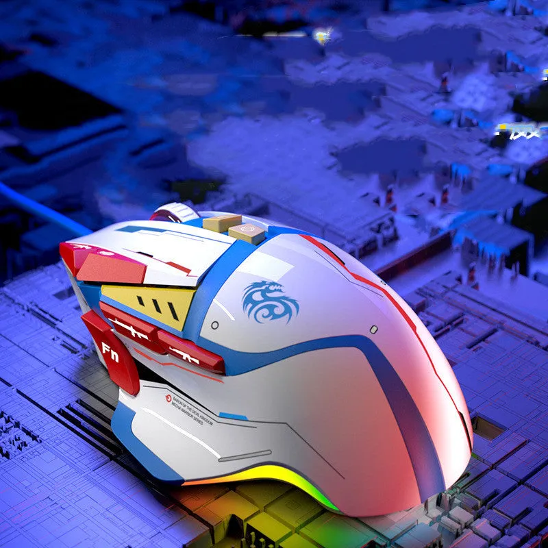 Desktop wired ergonomic laser gaming mouse in Primordial Ghost Claw colour, 126x83x41mm, six DPI settings