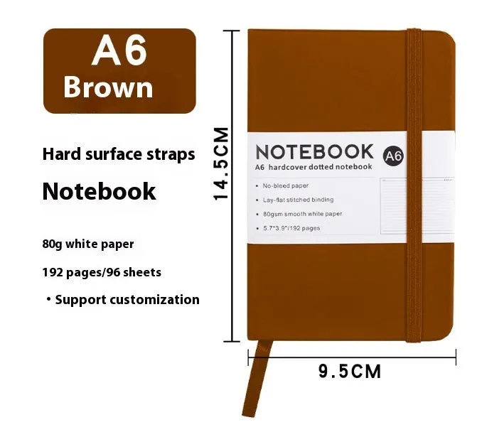 A5 diary notebook with soft skin-feel PU leather cover, strap closure, and horizontal line inner pages