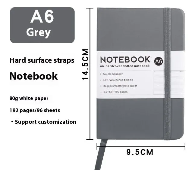 A5 diary notebook with soft skin-feel PU leather cover, strap closure, and horizontal line inner pages